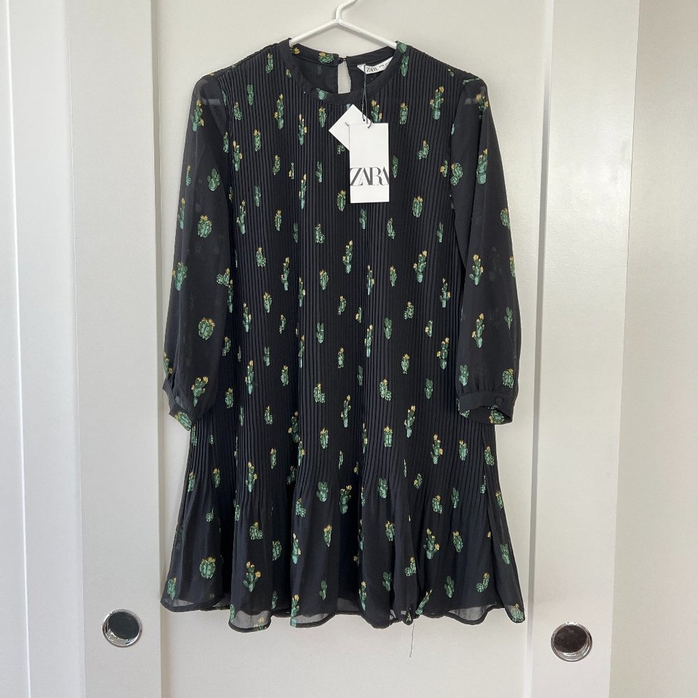 Zara Pleated Printed Dress